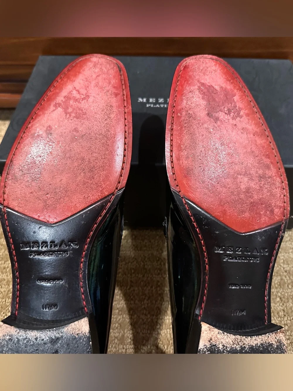 Mezlan Platinum Black Slip On Loafers Embroidered Crest 11.5
